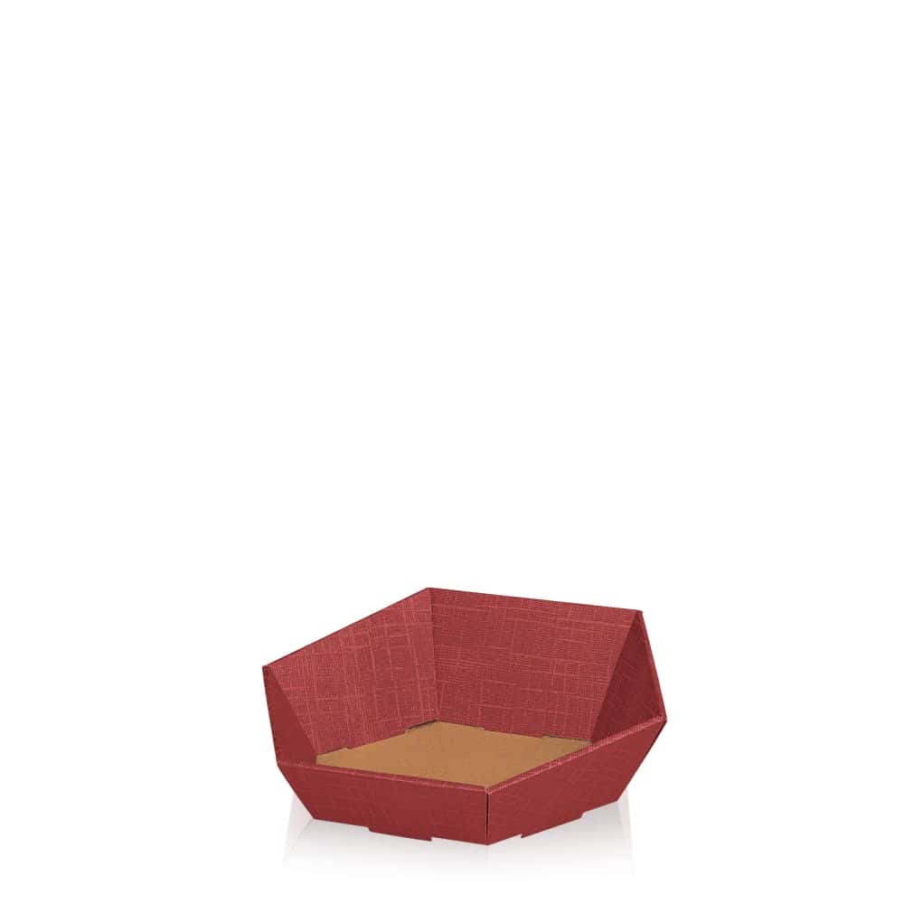 Präsentkorb sechseckig Strukturprägung 240 x 220 x 60/100 mm (mini) Bordeaux