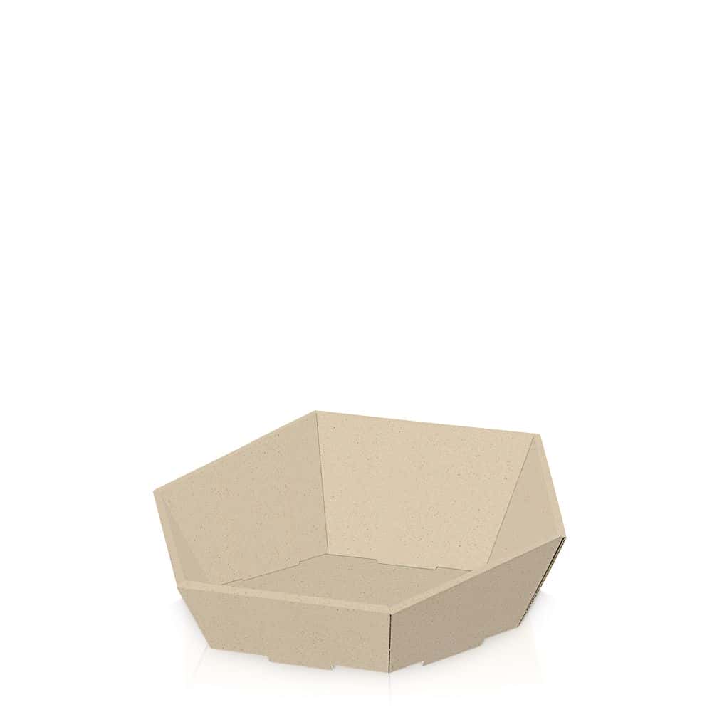 Präsentkorb sechseckig Graspapier 290 x 270 x 60/105 mm (klein)