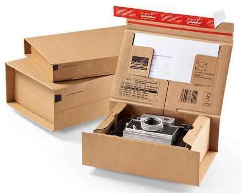 Versandkarton mit Einstecktasche, braun 460 x 310 x 160 mm