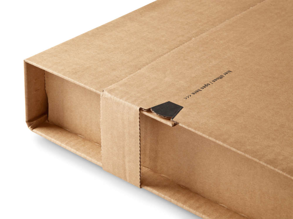 Versandverpackung mit Sicherungslasche, 1-wellig, braun 320 x 320 x 0-60 mm (LPs)