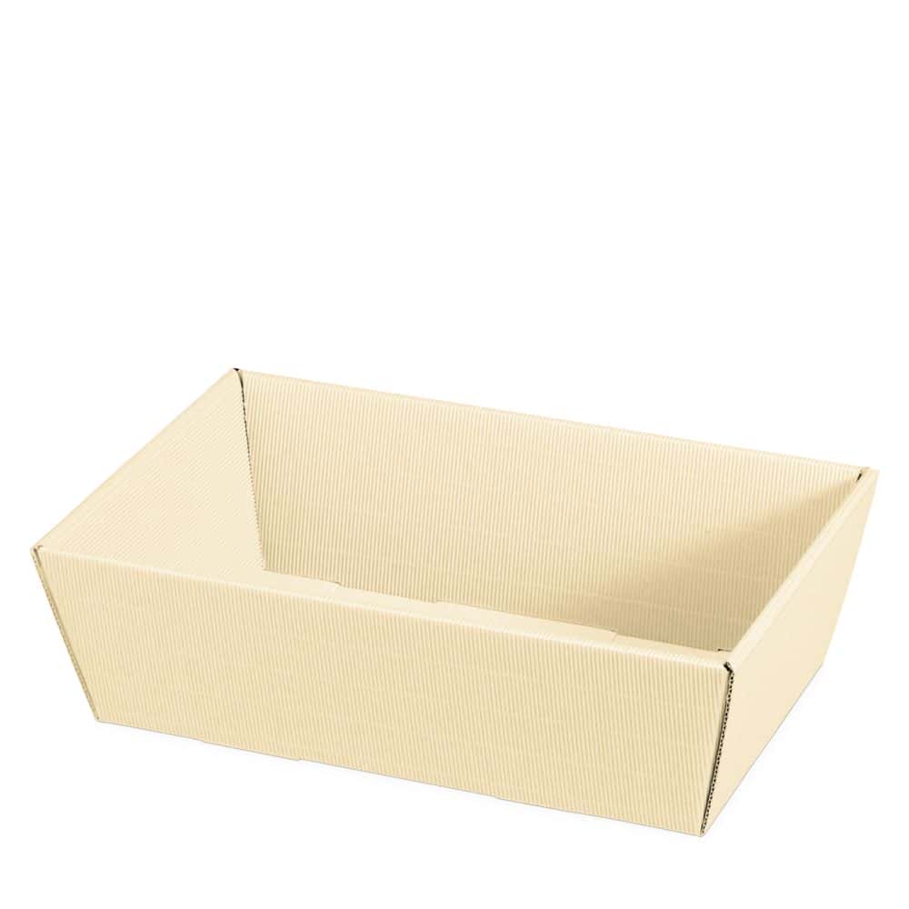 Präsentkorb viereckig offene Welle 330 x 190 x 110 mm (mittel) Creme