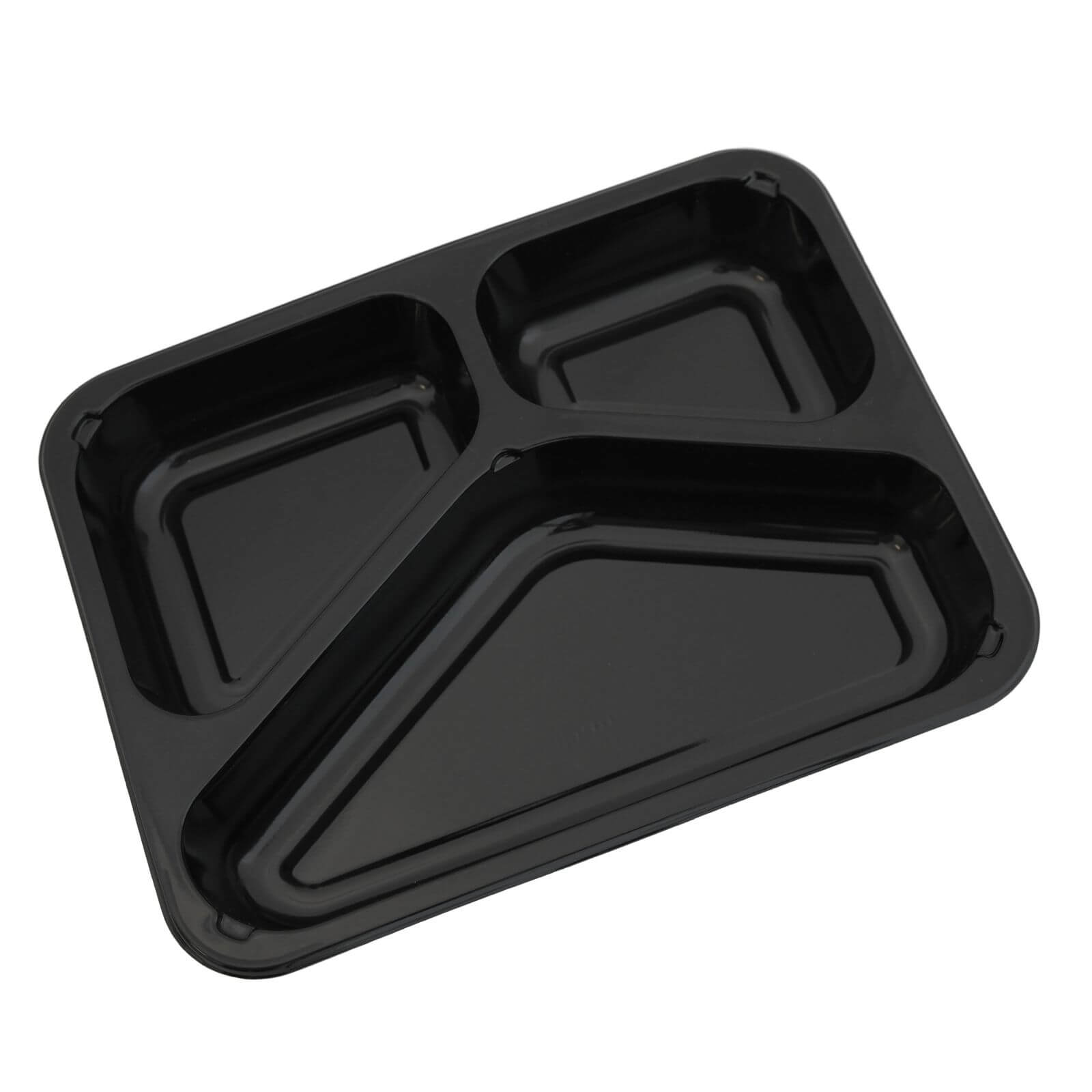 Siegelschale C-PET schwarz, 3-geteilt 225 x 175 x 34 mm (430/225/165 ml)