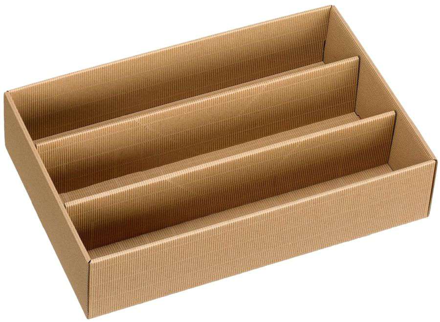 Geschenkbox Schatulle offene Welle 3er Wein/Sekt - nur Boden braun