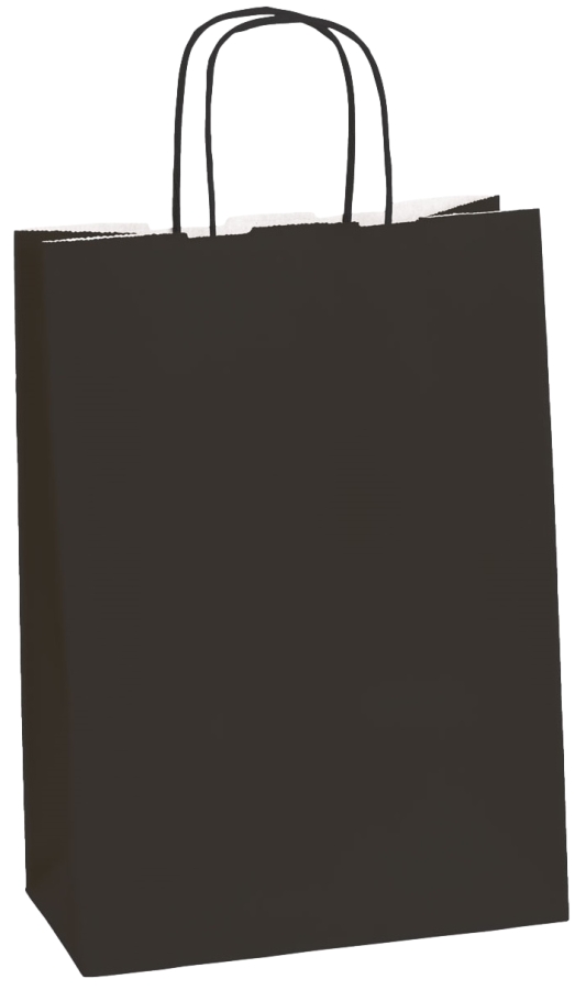 Einkaufstasche Kraftpapier gerippt 220 x 100 x 310 mm schwarz