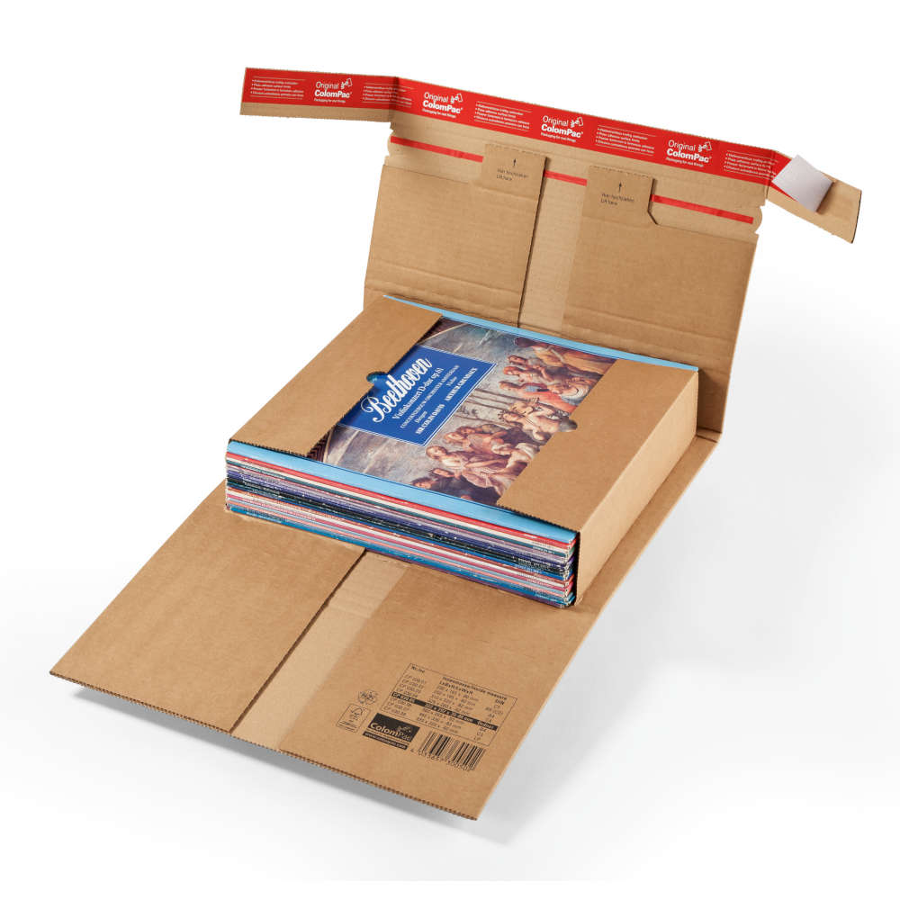 Versandverpackung mit Sicherungslasche, 1-wellig, braun 320 x 320 x 0-60 mm (LPs)