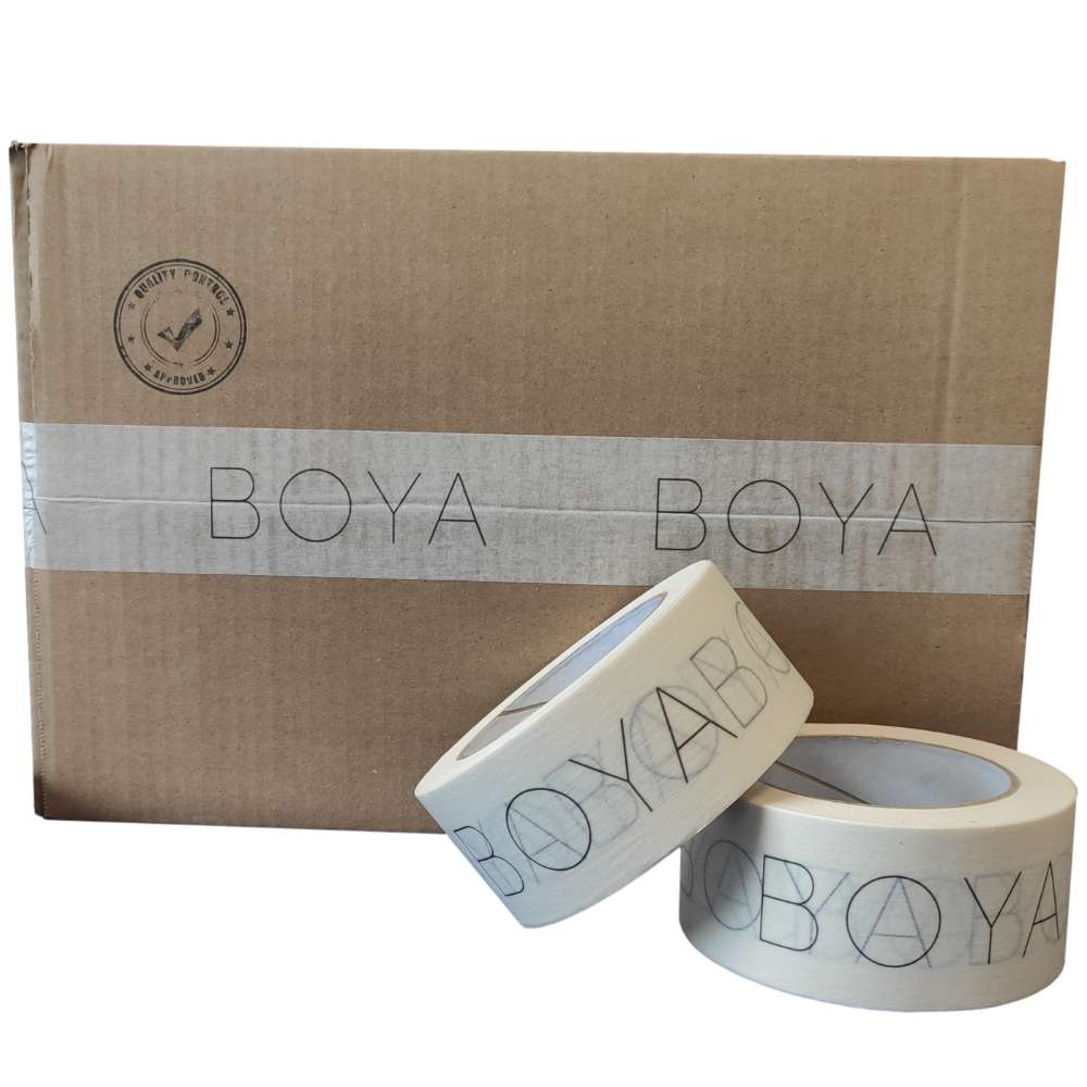 Papierklebeband weiß, individuell bedruckt, Naturkautschuk, 50 mm x 50 m, 90 µ, 1-farbig