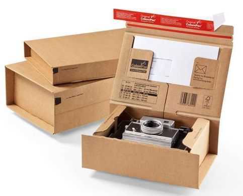 Versandkarton mit Einstecktasche, braun 230 x 166 x 90 mm (DIN C5)