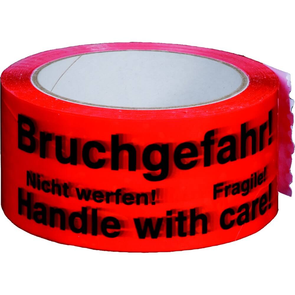 PP Hinweis-Klebeband "Bruchgefahr", 3-sprachig