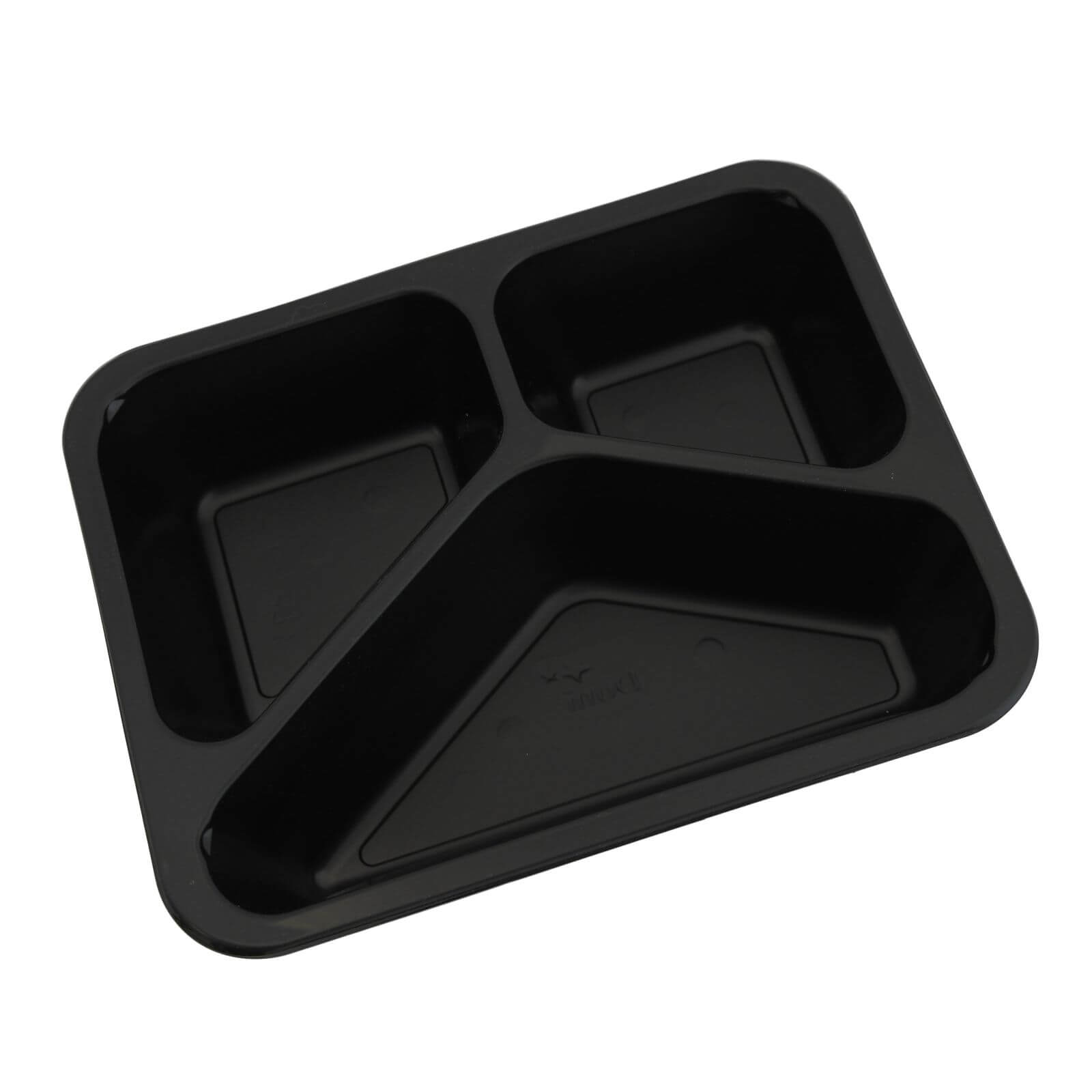 Siegelschale PP schwarz, (Caterline) 3-geteilt 227 x 178 x 50 mm (530/325/235 ml)