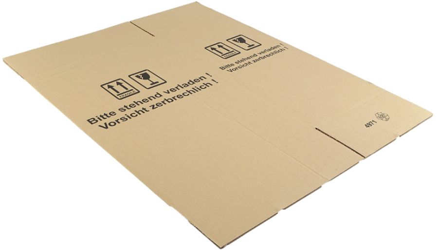 600 x 400 x 710-900 mm 1-welliger Karton mit Warndruck