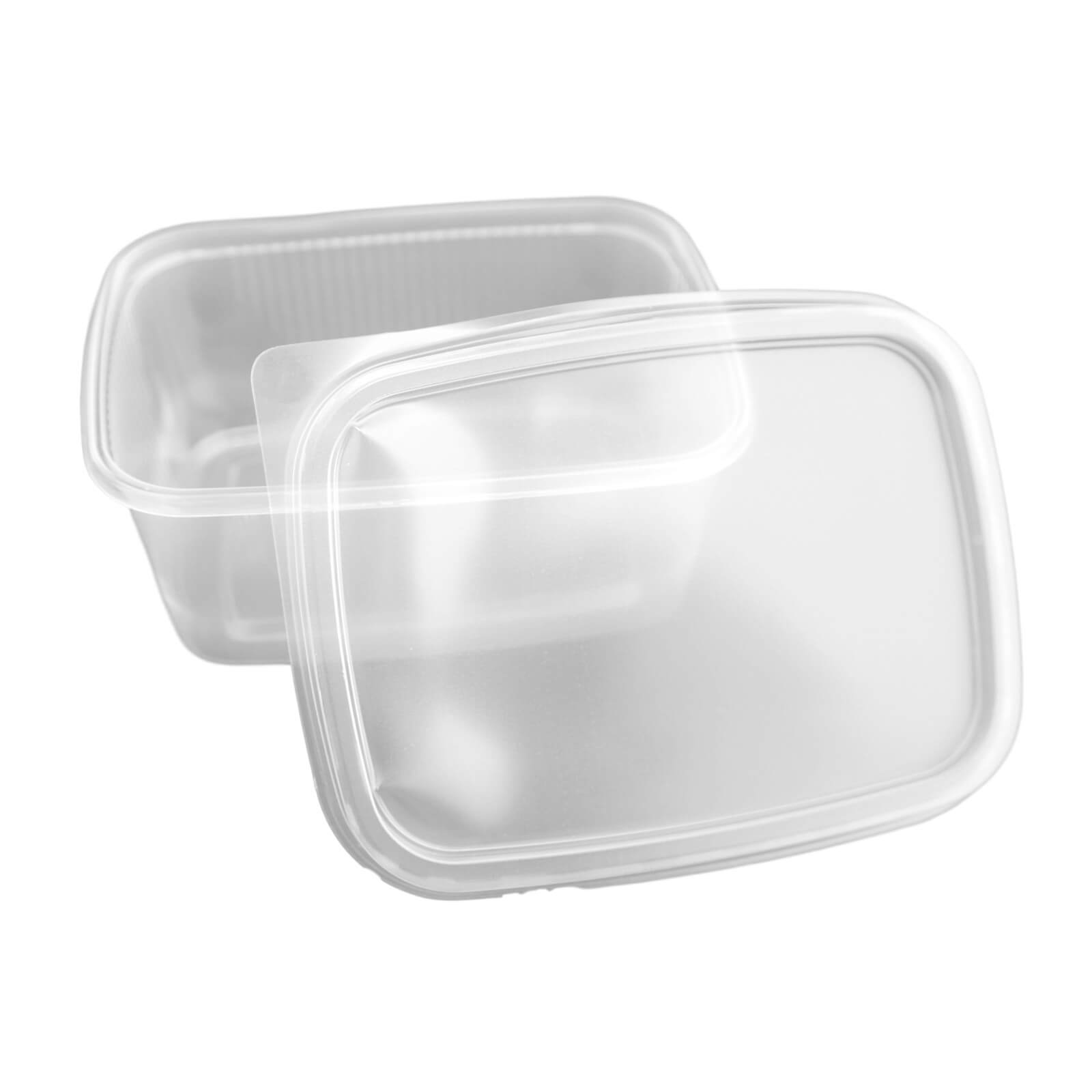 transparenter eckiger Feinkostbecher mit Deckel PP 250 ml (108 x 82 x 46 mm)