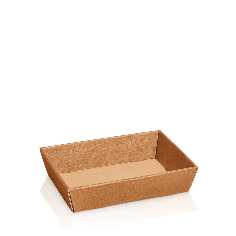 Präsentkorb viereckig Strukturprägung 220 x 150 x 55 mm (mini) Natur