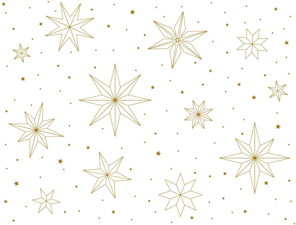 Geschenkpapier auf Rolle 0,5 x 200 m, Kraftpapier weiß 60 g/m², Neutraldruck Weihnachtssterne