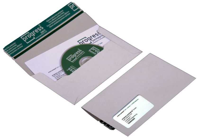 Versandtasche Vollpappe (leicht), Querbefüllung, weiß 218 x 122 mm (mit Sichtfenster, DIN lang)