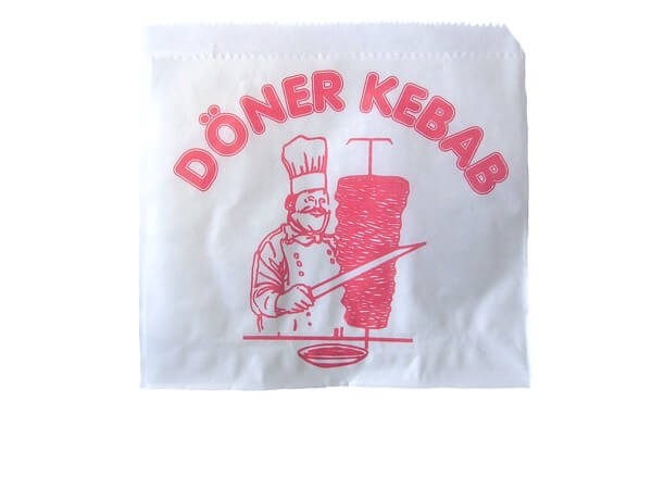 Flachbeutel, Anfasspapier Pergamentersatz 16 x 15 cm (neutraler Druck) (Dönertüten)