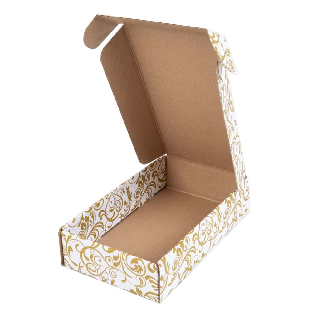 Geschenkbox Present 185 x 100 x 40 mm Weiß-Gold