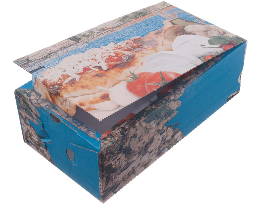 Pizzakarton Calzone weiß KRAFT "Positano" 30 x 16 x 10 cm