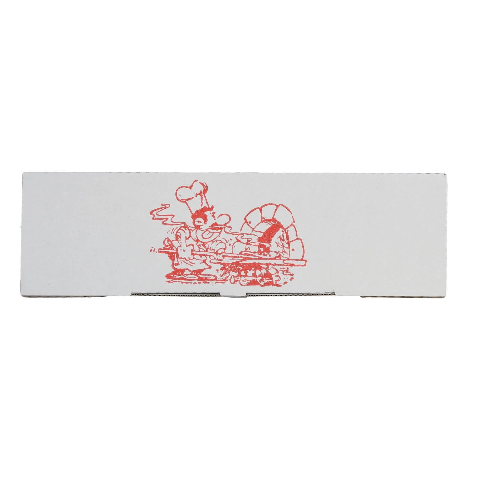 Weißer Pizzakarton neutraler Druck 28 x 8 x 7 cm (Rollo)