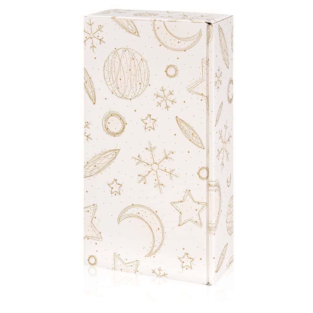 Geschenkbox Strukturprägung weiß "Christmas Bianco" 2er Wein/Sekt