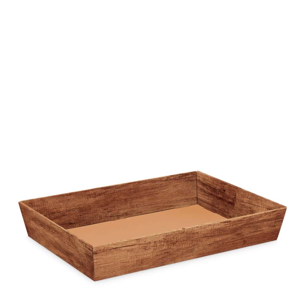 Präsentkorb viereckig 315 x 220 x 55 mm (flach maxi) dunkles Holz