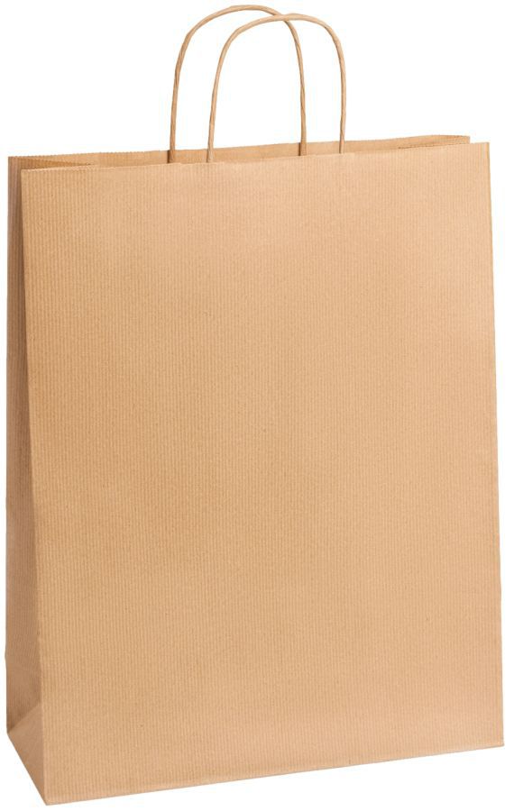 Einkaufstasche Kraftpapier gerippt 320 x 120 x 410 mm braun