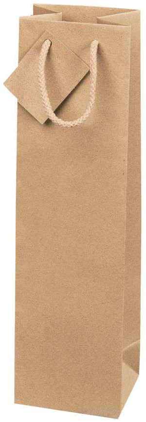 Tragetasche Kraftpapier Natur 1er Wein/Sekt