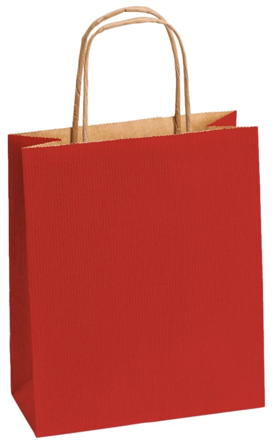Einkaufstasche Kraftpapier gerippt 180 x 80 x 220 mm dunkelrot