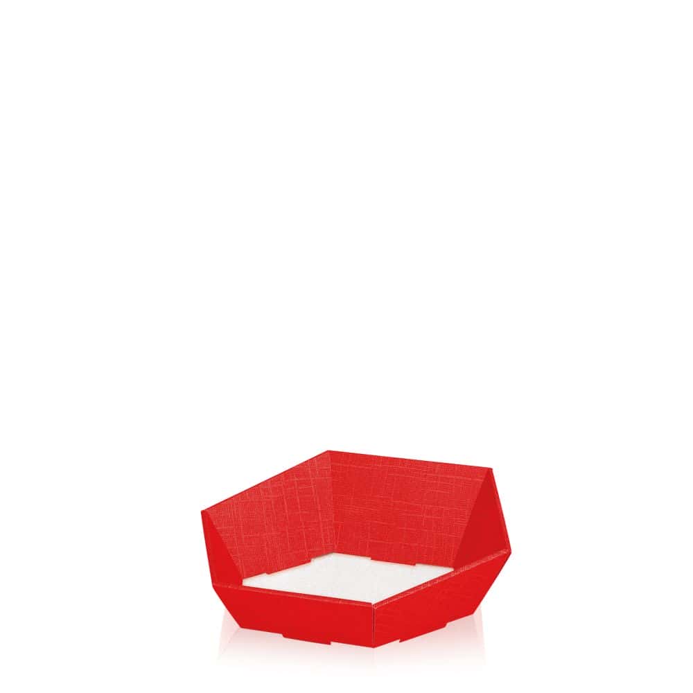 Präsentkorb sechseckig Strukturprägung 240 x 220 x 60/100 mm (mini) Rot