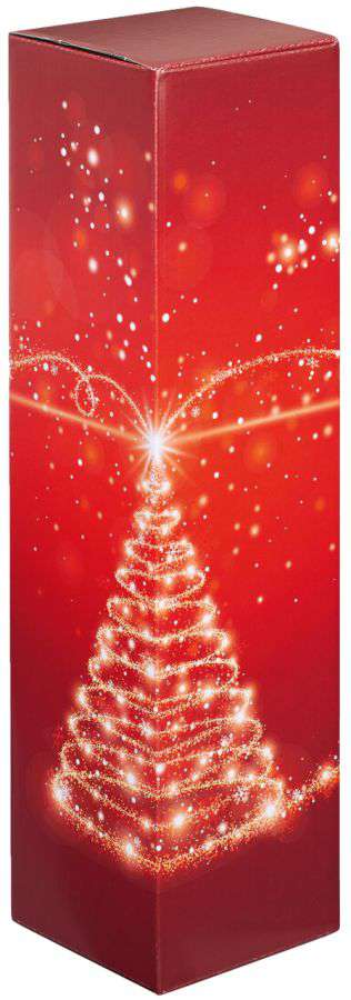 Geschenkbox rot/weiß "Weihnachtsbaum" 1er Wein/Sekt