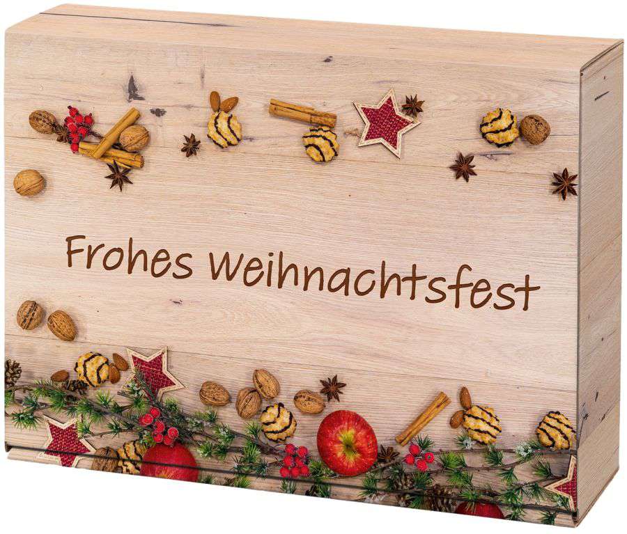 Geschenkbox Natur "Weihnachtsfest" 3er Wein/Sekt