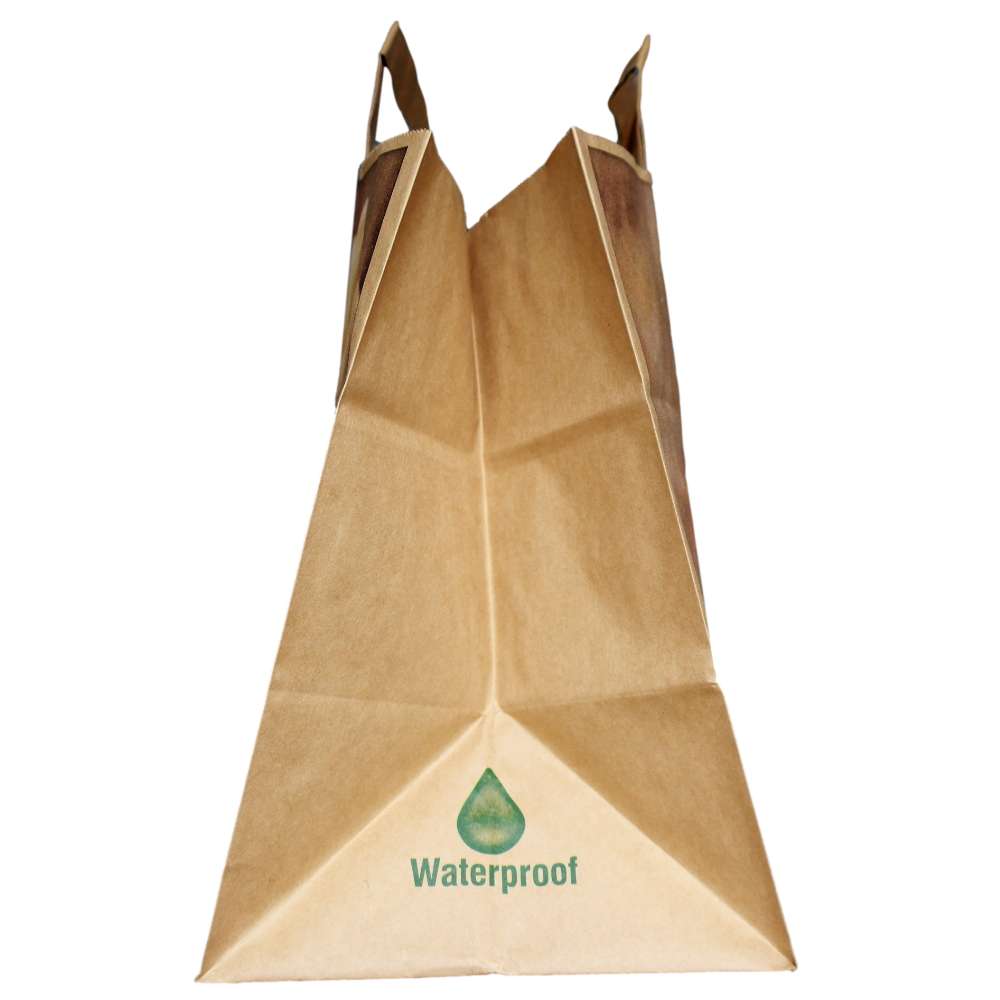 braune Kraft Papiertragetasche bedruckt, 260 + 170 x 250 mm *Spargel*