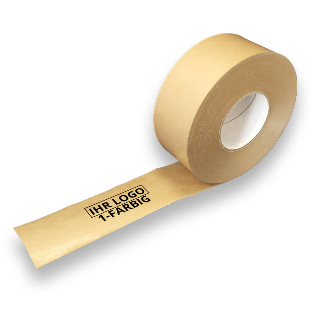 Nassklebeband Stärkeleim individuell bedruckt braun, 70 mm x 200 m, 1-farbig