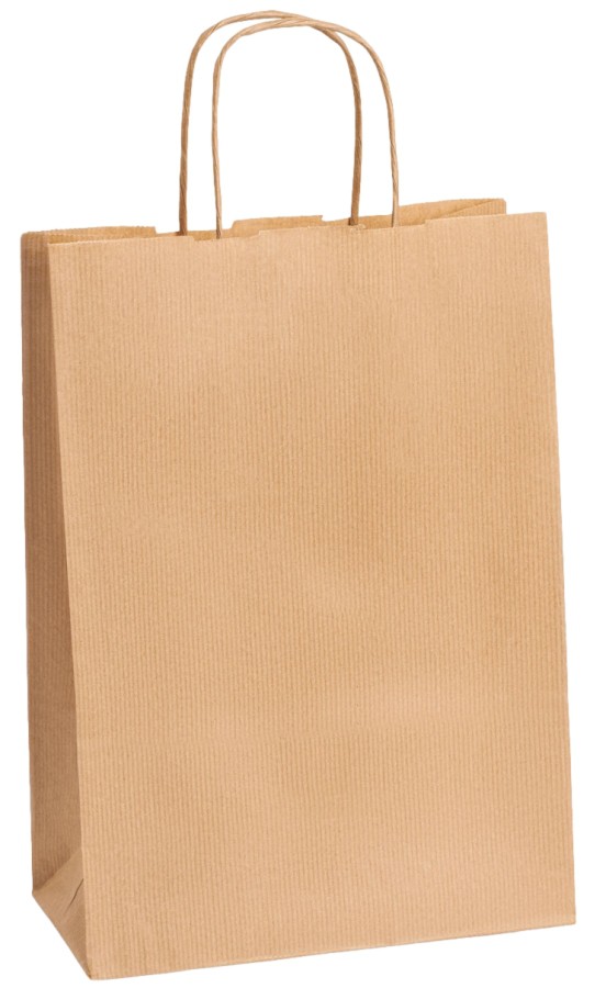 Einkaufstasche Kraftpapier gerippt 220 x 100 x 310 mm braun