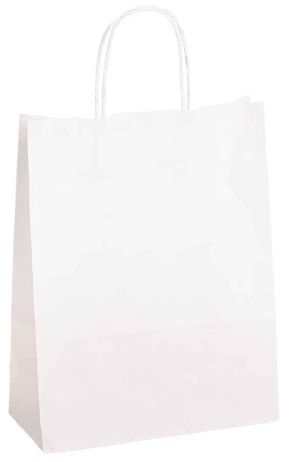 Einkaufstasche Kraftpapier gerippt 220 x 100 x 310 mm weiß