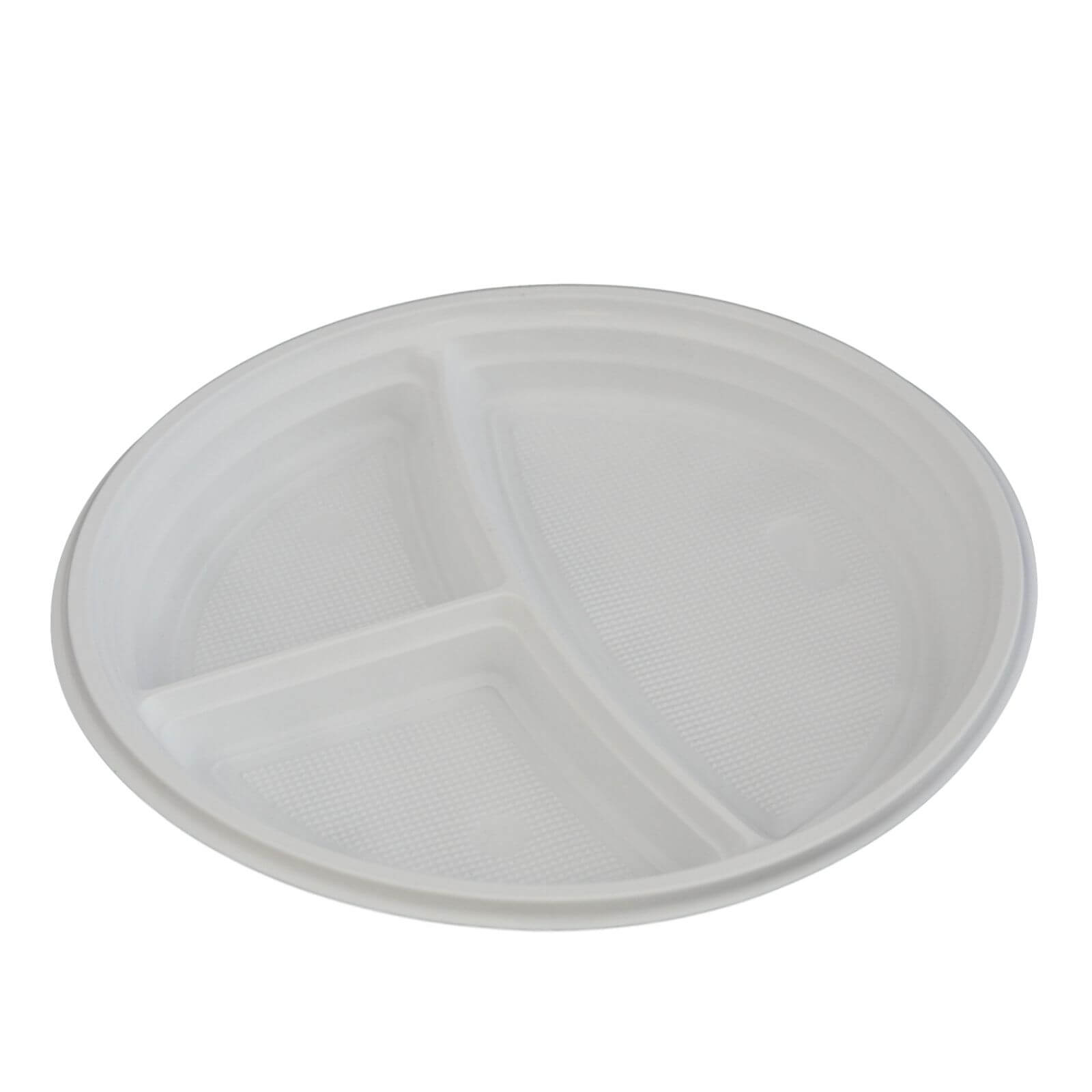 weißer Kunststoff-Menüteller PP Ø 220 x 25 mm 3-geteilt