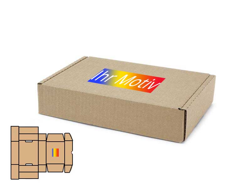 240 x 170 x 50 mm 1-wellige Faltschachtel mit Digitaldruck 1-seitig bedruckt freie Positionierung - Druckfläche bis 30 %