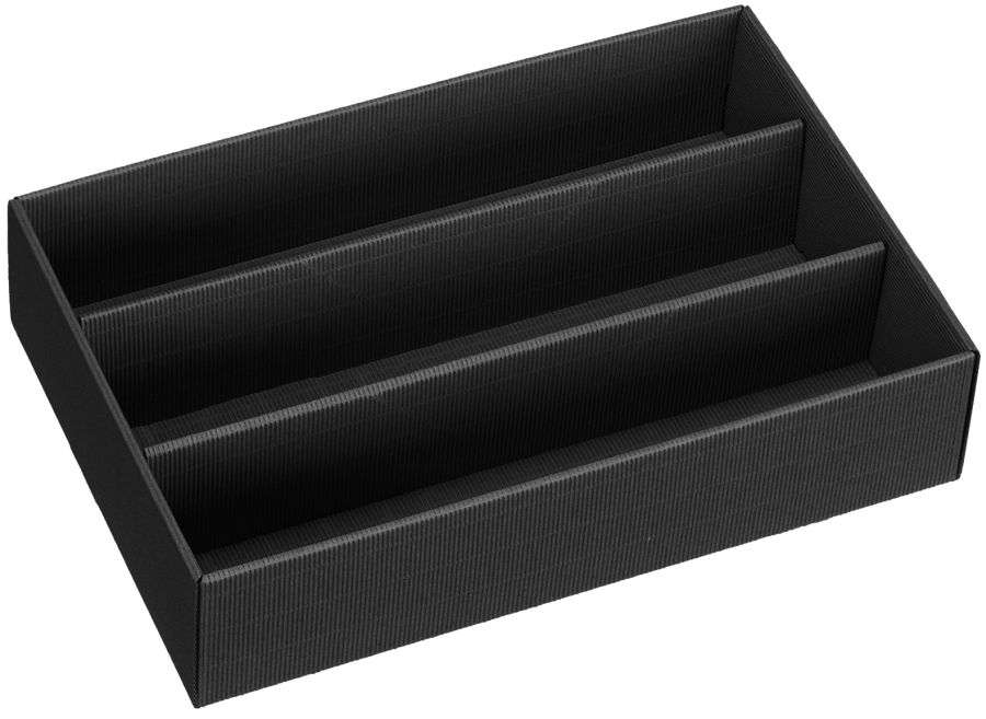 Geschenkbox Schatulle offene Welle 3er Wein/Sekt - nur Boden schwarz