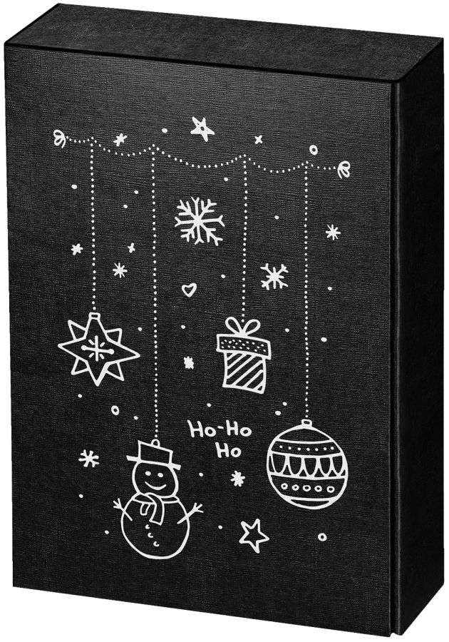Geschenkbox Strukturprägung schwarz "X-Mas" 3er Wein/Sekt