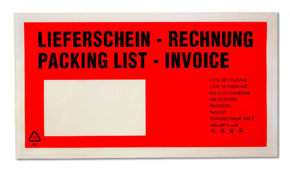 Lieferscheintaschen DIN Lang Lieferschein/Rechnung, im Spenderkarton Lieferscheintaschen DIN Lang Lieferschein/Rechnung, im Spenderkarton