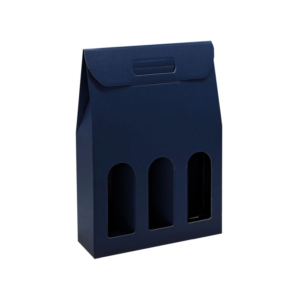 Geschenktüten Struktur Fibra, Griff und Fenster, 270 x 90 x 385 mm, blau