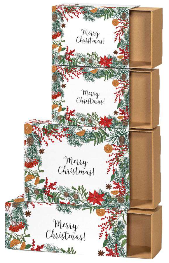 Geschenkbox Schuber "Merry Christmas" 180 x 130 x 70 mm