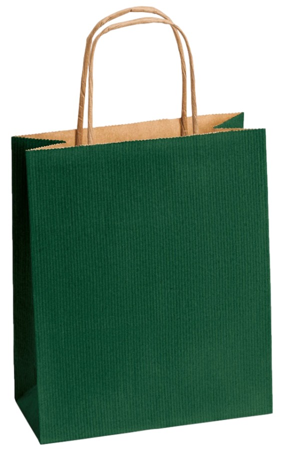 Einkaufstasche Kraftpapier gerippt 180 x 80 x 220 mm dunkelgrün