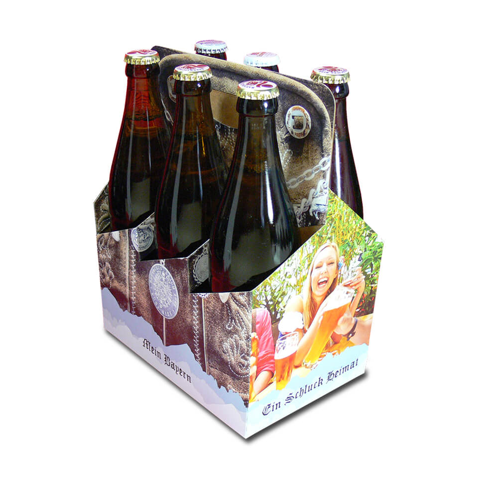 Bierträger 0,5 l Sixpack mit neutralem Druck, Lederhose