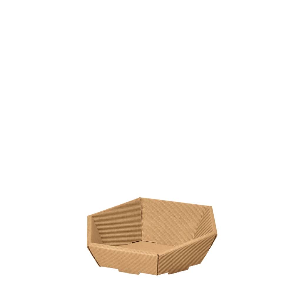 Präsentkorb sechseckig offene Welle 240 x 230 x 48/85 mm (mini) Natur