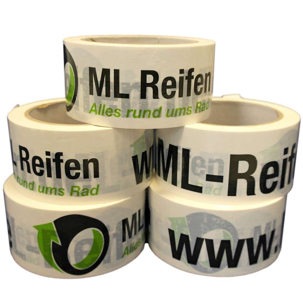 PVC Klebeband weiß, individuell bedruckt, Naturkautschuk, 50 mm x 66 m, 33 µ, 2-farbig