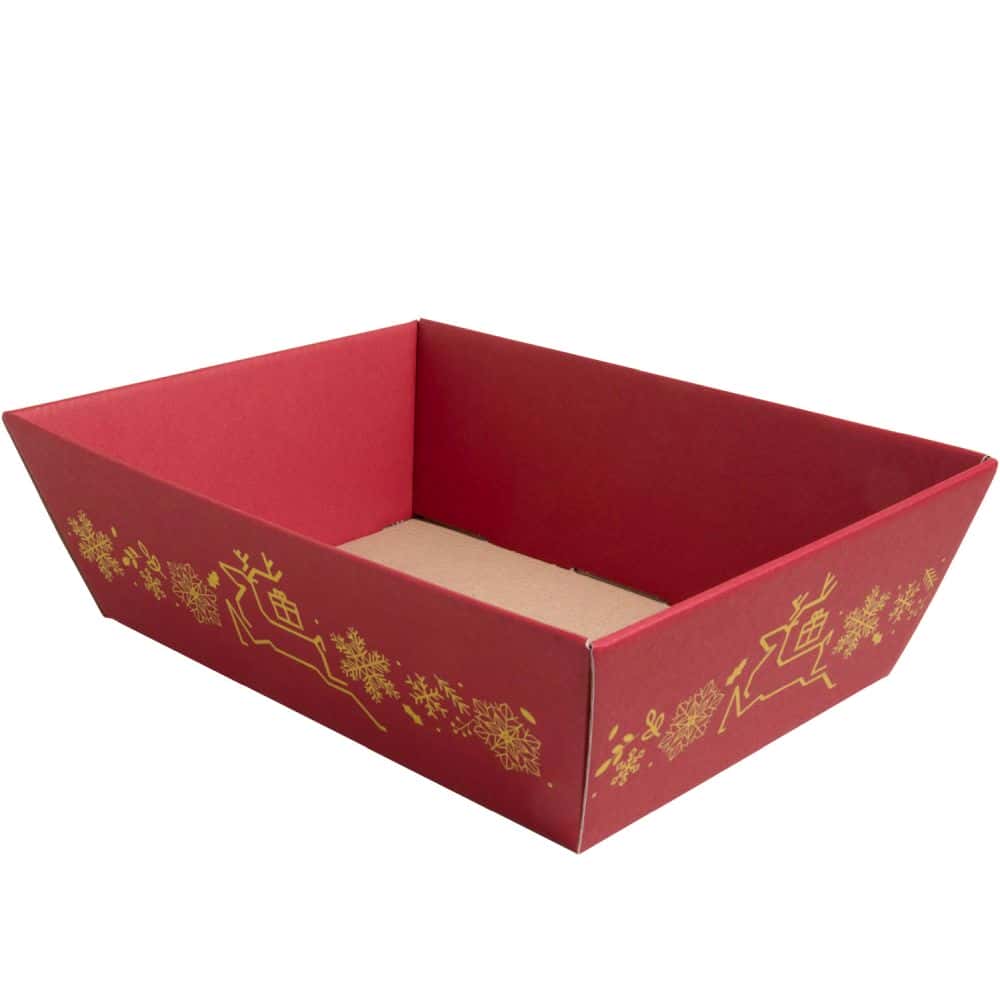 Präsentkorb viereckig 200 x 275 x 80 mm Winter Bordeaux-Gold