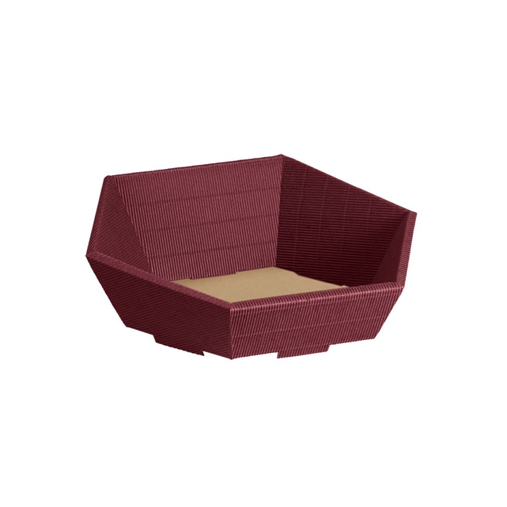 Präsentkorb sechseckig offene Welle 195 x 230 x 60/105 mm, bordeaux