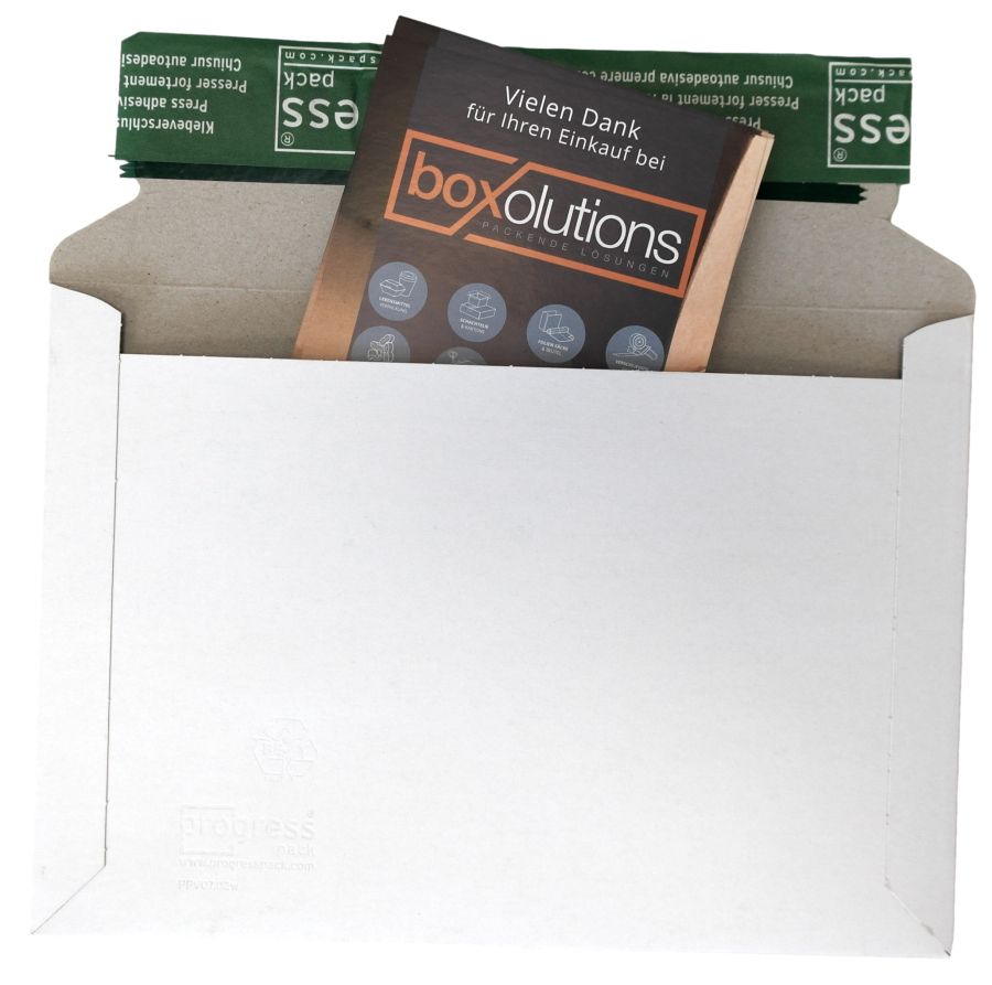 Versandtasche Vollpappe (leicht), Querbefüllung, weiß 246 x 172 x 0-30 mm (DIN C5)