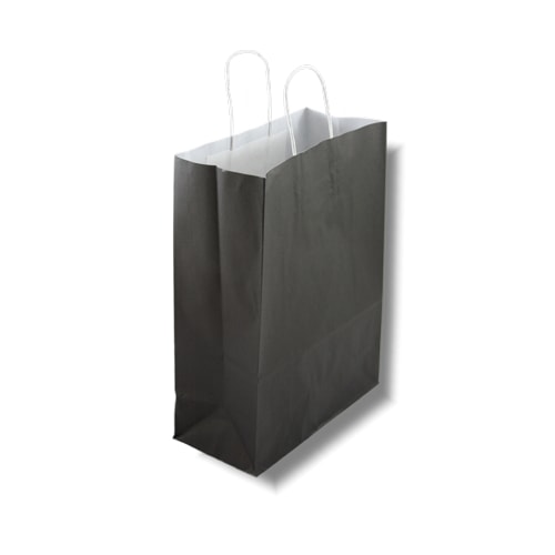 Papiertüten Kordelgriff, Kraftpapier, 320 + 170 x 430 mm, Schwarz