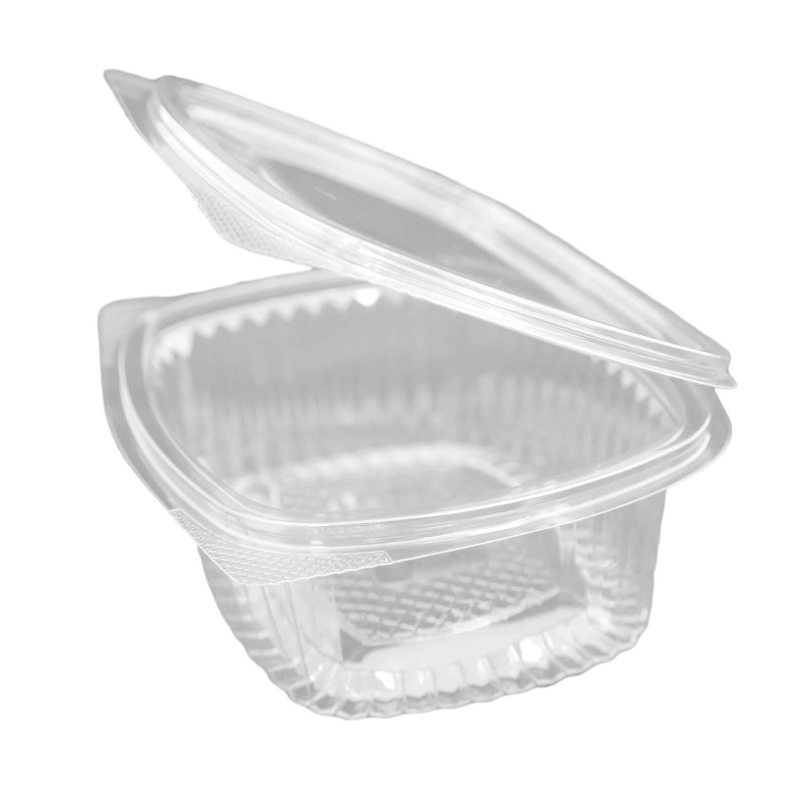 Hochtransparente Salat-Klappbox PET, oval 165 x 130 x 55 mm (500 ml)